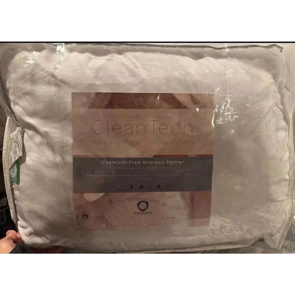 Clean Tech Memory Fiber Pillow 2 Pack S/Q